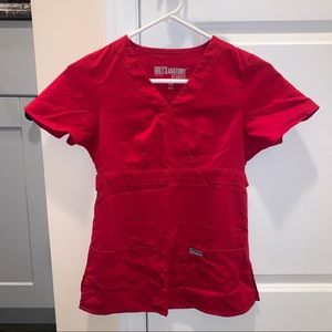 Greys Anatomy By Barco Red Scrub Top Womens XXS